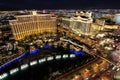 Fountain show at Bellagio hotel and casino at night, Las Vegas, Royalty Free Stock Photo