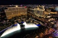 Fountain show at Bellagio hotel and casino at night, Las Vegas, Royalty Free Stock Photo