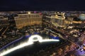 Fountain show at Bellagio hotel and casino at night, Las Vegas, Royalty Free Stock Photo