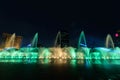 The fountain showing with lighting