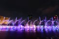The fountain showing with lighting