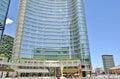 Fountain and skyscrapers of the beautiful Gae Aulenti square with new Unicredit towers.