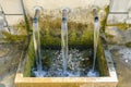 Fountain of Source water with coins,Strandja National Park ,Bulgaria Royalty Free Stock Photo