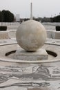 Fountain with sphere in white Carrara marble at the Olympic stadium in Rome