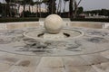 Fountain with sphere in white Carrara marble at the Olympic stadium in Rome