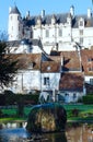 Fountain in spring public park. Loches town (France)