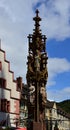 Fountain on the Square Muensterplatz in the Old Town of Freiburg in Breisgau, Baden - Wuerttemberg Royalty Free Stock Photo