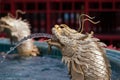 Fountain golden chinese dragon Royalty Free Stock Photo