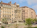 Fountain and statue on Place de Jacobins square, Lyon