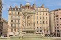 Fountain and statue on Place de Jacobins square, Lyon