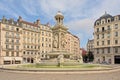 Fountain and statue on Place de Jacobins square, Lyon