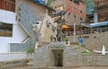 Fountain and Statue of the Inca Cosmological Trilogy at the Town of Aguas Calientes, the Gateway to Machu Picchu