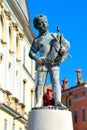 fountain statue of a little boy with a fish, port, Rovinj, Croatia, 2023 Royalty Free Stock Photo