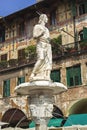 Fountain and Statue of Madonna in Verona Royalty Free Stock Photo