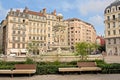 Fountain and statue on Place de Jacobins square, Lyon