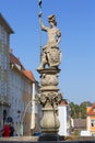 A fountain with a statue of Saint George at Upper Market Square Obermarkt, Goerlitz, Germany