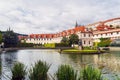 Fountain and statue in Waldstein Garden and Prague Castle Royalty Free Stock Photo