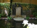 Fountain, statues, and the pool of the garden at Sorolla Museum