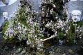 Amusing fountain with tiny figures in Amalfi Italy depicting life in the mountains behind the city