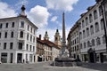 Fountain of Three Rivers in the Town Square in Ljubljana, Slovenia