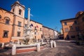 Fountain and town hall in the square of Tarquinia Italy Royalty Free Stock Photo