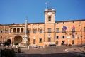 Fountain and town hall in the square of Tarquinia Italy Royalty Free Stock Photo