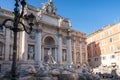 Fountain Trevi with famous sculptures with Palazzo Poli on the background