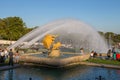 Fountain of Trocadero Gardens in front of Eiffel Tower in Paris, France Royalty Free Stock Photo