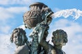 Fountain with two angels on the place du breuil in puy en velay, Auvergne, France Royalty Free Stock Photo