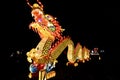 Fountain with an unique light decoration of a chinese dragon.