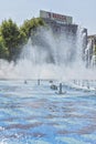 Fountain at Unirii Square in city of Bucharest, Romania Royalty Free Stock Photo