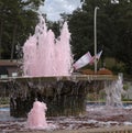 Fountain using pink coloured water Alabama USA