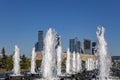 Fountain in the Victory Park on Poklonnaya Hill Gora, Moscow, Russia. Royalty Free Stock Photo