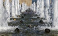 Fountain in the Victory Park on Poklonnaya Hill Gora, Moscow, Russia. Royalty Free Stock Photo