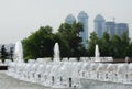 Fountain in Victory Park on Poklonnaya Hill in Moscow. Royalty Free Stock Photo