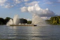 Fountain in Victory Park on the Svisloch river in Minsk, Belarus Royalty Free Stock Photo