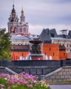 Fountain Vitali. Tower, Temple and flowers. Moscow