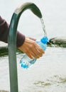 Fountain water bottle filling