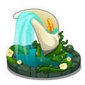 Fountain with water flowing from flower calla