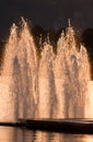 Fountain on the water at night