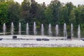 Fountain on the water. Water show. Fountain on the lake in the park