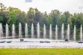 Fountain on the water. Water show. Fountain on the lake in the park