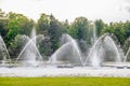 Fountain on the water. Water show. Fountain on the lake in the park