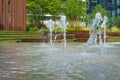 Fountain Water Texture Background, Falling Fresh Fountain Jets, Waterfall Splash Pattern, Summer Park Royalty Free Stock Photo