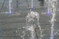 Fountain Water Texture Background, Falling Fresh Fountain Jets, Waterfall Splash Pattern, Summer Park Royalty Free Stock Photo