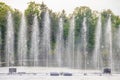 Fountain on the water. Water show. Fountain on the lake in the park