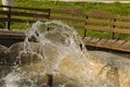 Fountain. Waterfalls. Drops of fresh pure water