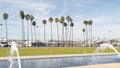 Fountain in waterfront city park near San Diego county civic center in downtown, California government authority, USA. Pacific