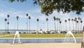 Fountain in waterfront city park near San Diego county civic center in downtown, California government authority, USA. Pacific