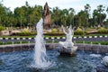 fountain with white sculptures of people in the resort of Nusa Dua Bali